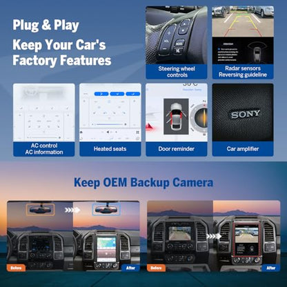 4+64GB 12.1" Double din car Stereo for Ford F