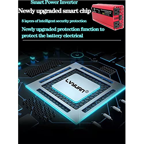 Car 1500W Inverter 12V to 110V AC 700W Continuous USB QC3.0 Off Grid RV (1500w)