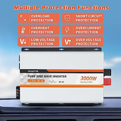 3000W Pure Sine Wave Inverter 24V DC to 120V AC (3000W-Wired / 24V)