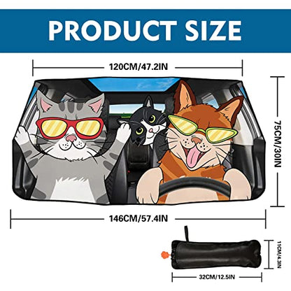 Funny Cats Car Windshield Sun Shade Umbrella Foldable Front Window Sunshade Cover Visor Window Car Front Window Auto Windshield Shade for Cars (One Size / Funny Cats)