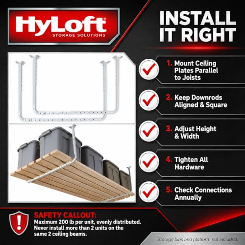 33 in. x 34 in. Adjustable Garage Ceiling Mount Storage Rack Kit (White / One Pack)