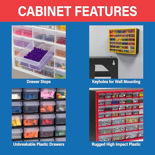 24 Drawer Plastic Storage Cabinet (Yellow / 24 Drawer / 1 Pack)