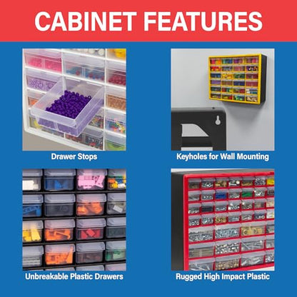 24 Drawer Plastic Storage Cabinet (Yellow / 24 Drawer / 1 Pack)