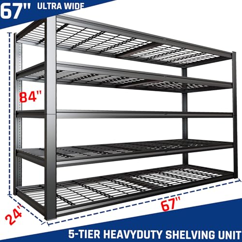 67" Wide 5 Tier Garage Shelving Unit (67"Wx24"Dx84H | 5 Tier)