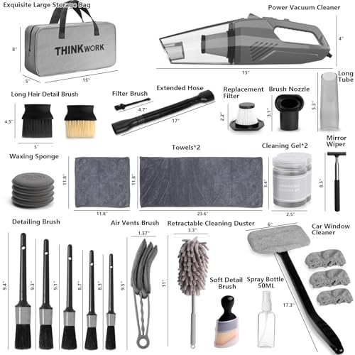 Car Cleaning Kit with High Power Vacuum (Gray)