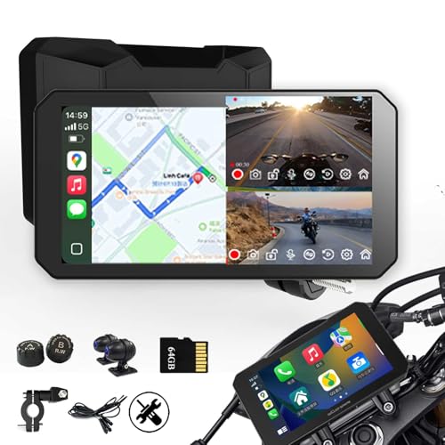 BODIMIA 6" Motorcycle Dash Cam with HD Camera (6“ Motorcycle Dash Cam + Dual Camera & TPMS)