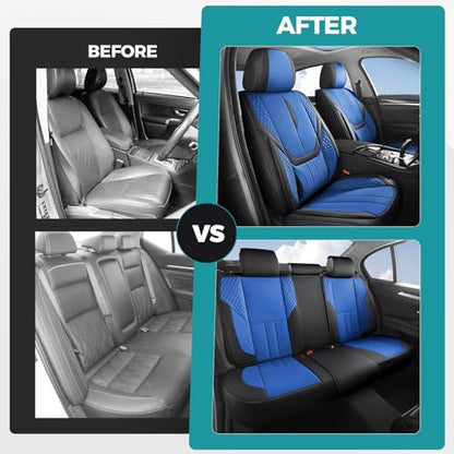 Universal Car Seat Covers for SUVs Sedans Trucks BlackBlue (BlackBlue / Full-Set)