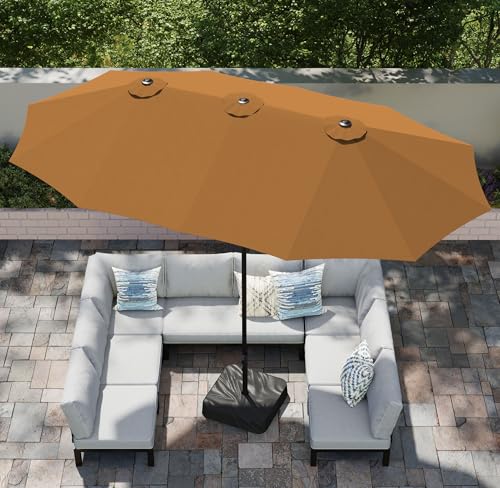 15ft Large Outdoor Patio Umbrella with Base Included (Tawny)