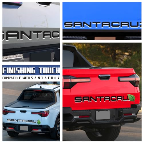 Tailgate Insert Letters Compatible for 2022 2023 2024 2025 Santa Cruz 4D Raised Tailgate Decal Letters (Silver Edge Black Faced)