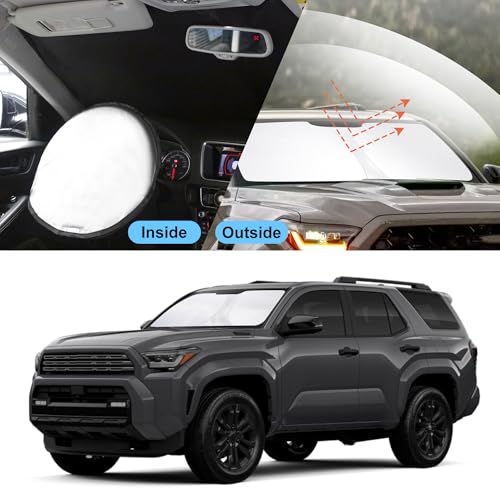 Sun Shade for Toyota 4Runner 2025 2026 Accessories Windshield Sun Shade Window Shade UV Rays Protection Sun Visor Cover with Steering Wheel Sunshade Storage Bag (Windshield Sunshade for Toyota 4Runner 2025 2026)