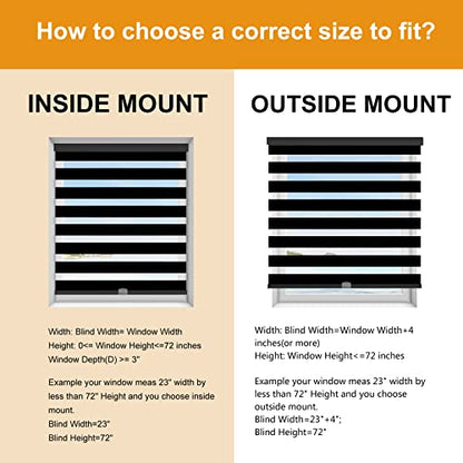Cordless Zebra Blinds for Windows Free (27"w X 72"h / Black)