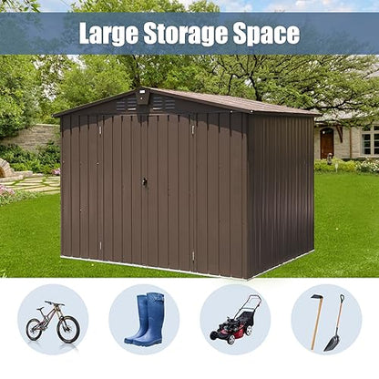 Domi Outdoor Storage Shed 8.2' x 6.2' (8' x 6' Gable Roof / Brown)
