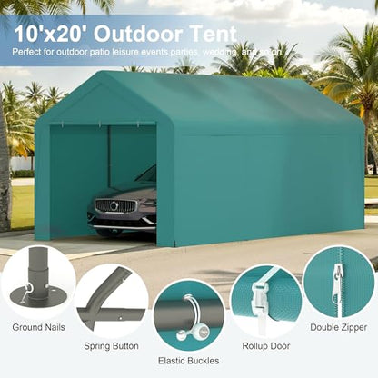 Carport 10x20 Heavy Duty Portable Garage w (Green)