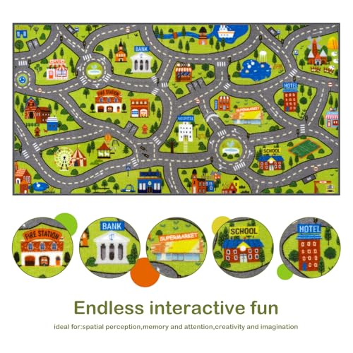 Kids Rug Play Mat (2'8" x 5' / Green City1)