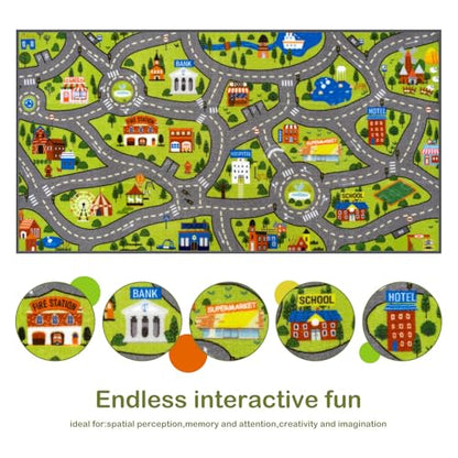 Kids Rug Play Mat (2'8" x 5' / Green City1)