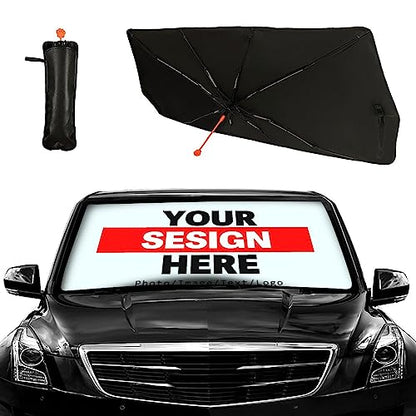 Custom Car Windshield Sunshade Umbrella (UmbrellaStyle-7 / Expanded: 147 × 75 cm, Folded: 33 × 11 cm)