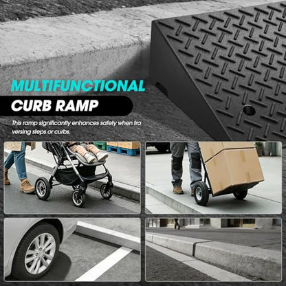 7.7" Rise Rubber Curb Ramp Heavy Duty Loading Driveway Ramp Threshold Ramp 39" W x 19.7" D x 7.7" H for Loading Dock (7.7 in)