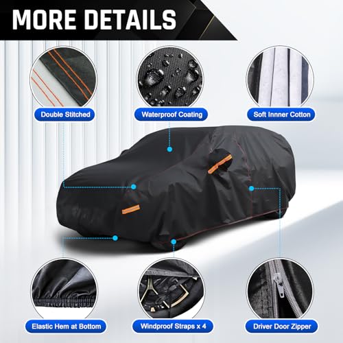 6 Layer Heavy Duty Hatchback Car Cover Waterproof All Weather S1 (2-S1 Fit SUV/Hatchback, Length up to 178 inch)