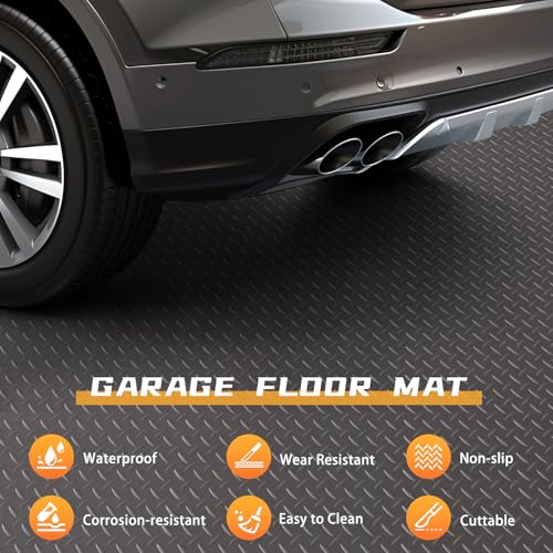 2.5mm Thickened 5Ft x 17Ft Garage Floor Mat Rubber Flooring Roll (5Ft x 17Ft--Grey)