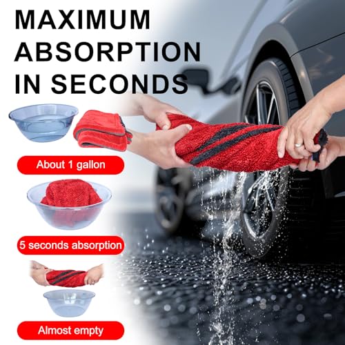 2 Pack XL Car Drying Towel (Gray-red)
