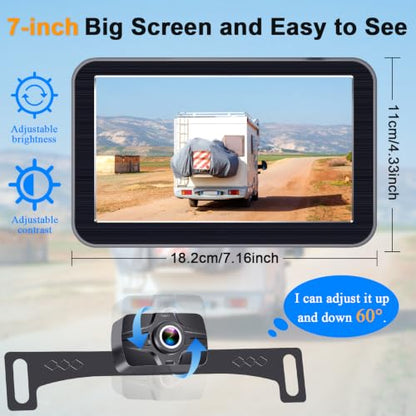 HD 1080P 7 Inch Wireless Backup Camera for Truck (7'' + License Plate Camera)
