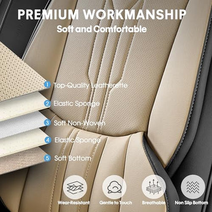 Car Seat Covers Full Set (FULL SET / BEIGE&BLACK)