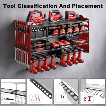 Large Power Tool Organizer Wall Mount Red (Red)