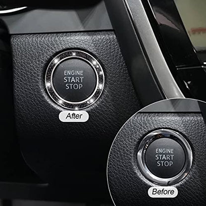 2PCS Zinc Alloy Rhinestone Engine Start Button Rings (Black)