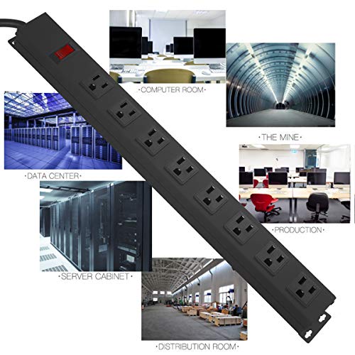 HHOSET Heavy Duty Long 8 Outlets (Black / 3ft)