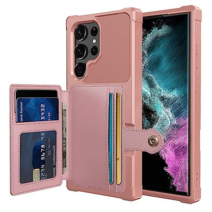 for Samsung Galaxy S23 Ultra Case with Card Holder (Pink / Samsung Galaxy S23 Ultra)