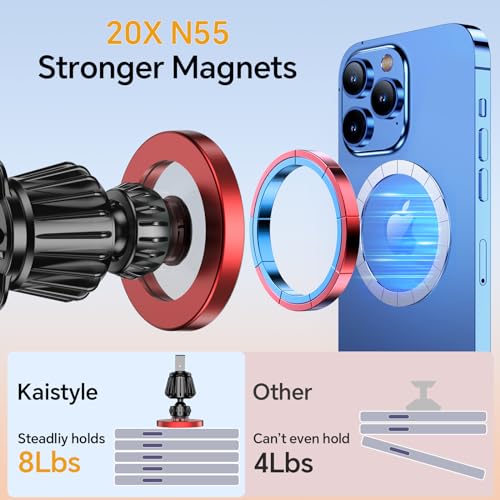 for Magsafe Car Mount【20 Strong Magnets】Magnetic Phone Holder for Car Phone Holder Mount Dash Mounted Holders Cell Phone Holders for Your Car Accessories for Women Men for iPhone 17 16 15 14 (Red)