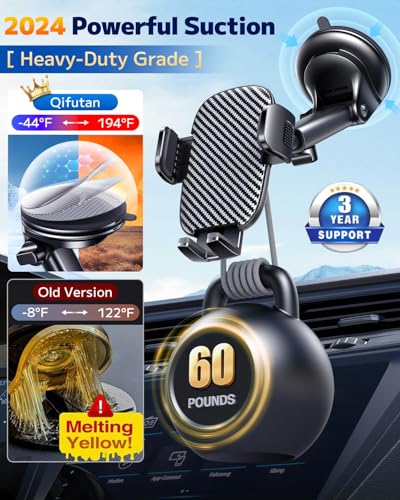Car Phone Holder Mount Phone Mount for Car Windshield Dashboard Air Vent Universal Hands Free Automobile Cell Phone Holder Fit for iPhone Smartphone Camera Mounts (Carbon fiber)
