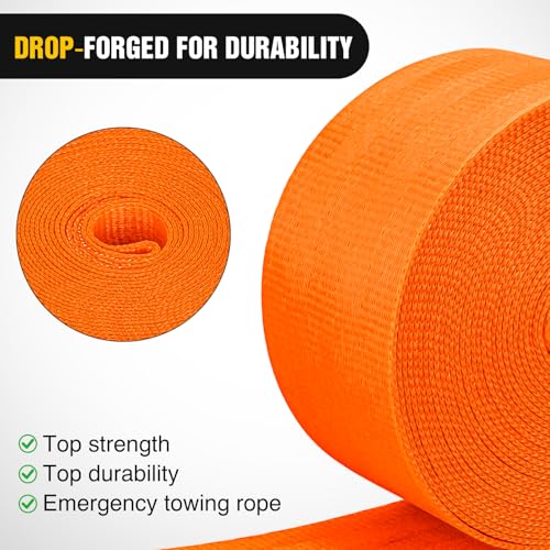 Boat Trailer Winch Strap 2" x 20' with Steel Hook (2in x 20ft Boat Trailer Winch Strap)