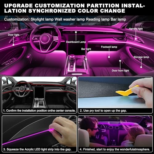 Acrylic Interior Car LED Strip Light with Wireless APP (RGB 10 lights)