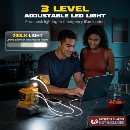 220W Power Inverter Compatible with DeWALT 20V Battery (2-pack / Yellow)
