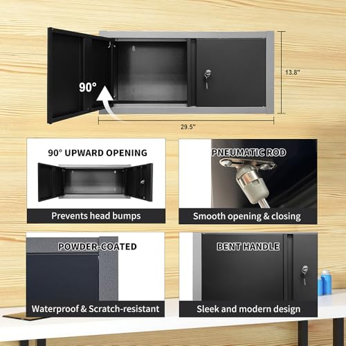 Metal Garage Tool Cabinet Set System with Wooden Tabletop