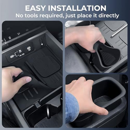 1st & 2nd Row Cup Holder Insert & Wireless Charging Protective Mat for Hyundai Santa Fe 2026 2025 2024 (for hyundai santa fe 2024-2026)