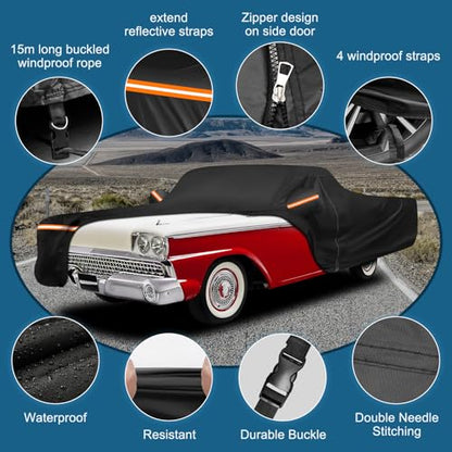 Car Cover for Ford Ranchero 1957 (Black / for Ford Ranchero 1957-1959 1968-1979)
