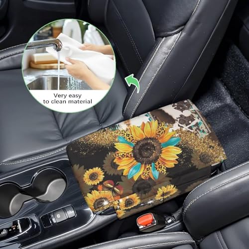 Aztec Sunflower Leopard Cow Print Auto Center Console Cover Non (Aztec Sunflower Leopard Cow Print)