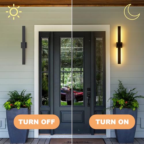 Black Modern LED Outdoor Wall Sconce 31.5" Long Outdoor Wall Lights Exterior Lighting Fixtures for House Porch Patio Garage Front Door (Black / 31.5 inch-1 Pack)