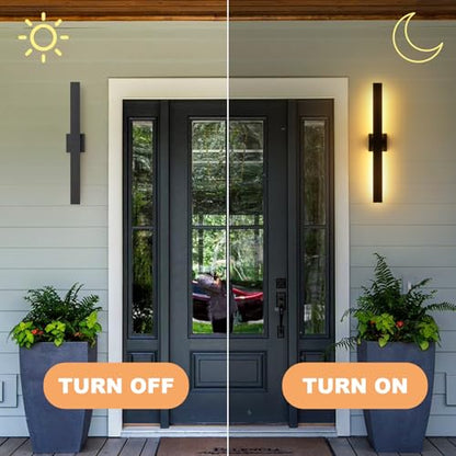 Black Modern LED Outdoor Wall Sconce 31.5" Long Outdoor Wall Lights Exterior Lighting Fixtures for House Porch Patio Garage Front Door (Black / 31.5 inch-1 Pack)