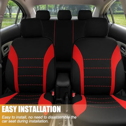 Polyester Full Car Seat Cover Set with Sponge Padding (Red/Black)
