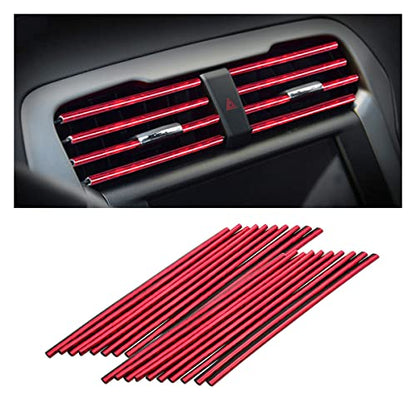 20PCS Waterproof Bendable Car Air Vent Trim Strips (Ice Red)