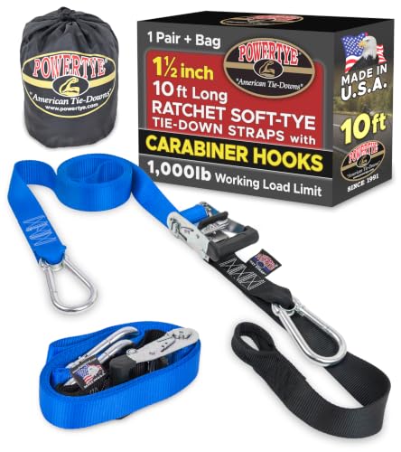 1.5 inch x 10ft Ratchet Straps w (10 ft + Storage Bag / Blue)