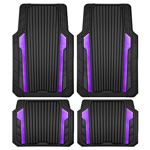 Heavy Duty Rubber Car Mats Metallic (BLack Purple)
