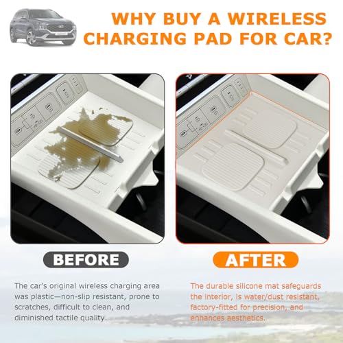Wireless Charging Pad for 2024 (For Santa Fe 2024-2026 White)