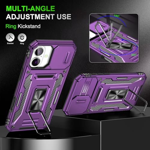 Heavy Duty Phone Case for 16 PlusCase with Camera Cover (iPhone 16 Plus 【6.7 inch】 / Purple)