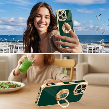 Designed for iPhone 16 Pro Max Case with Ring Stand Slim Green (Green / 6.9'' iPhone 16 Pro Max)