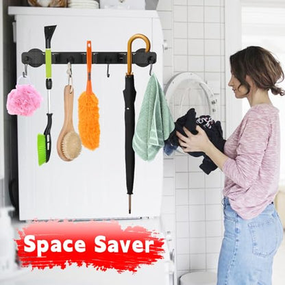 Magnetic Mop Broom Holder (4 Slot 3 Hooks Magnetic Mop Holder)