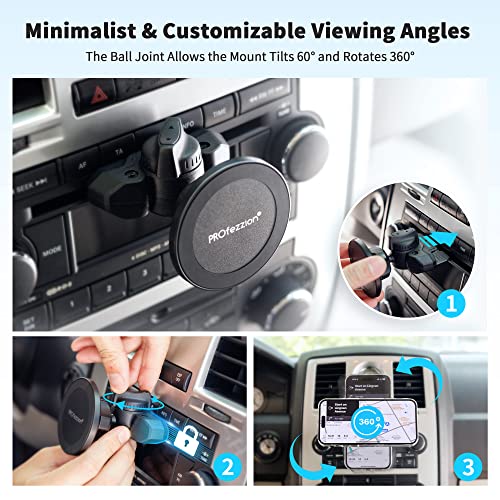 Car CD Slot Magnetic Phone Mount Holder for MagSafe iPhones (Car CD Slot or Vent)